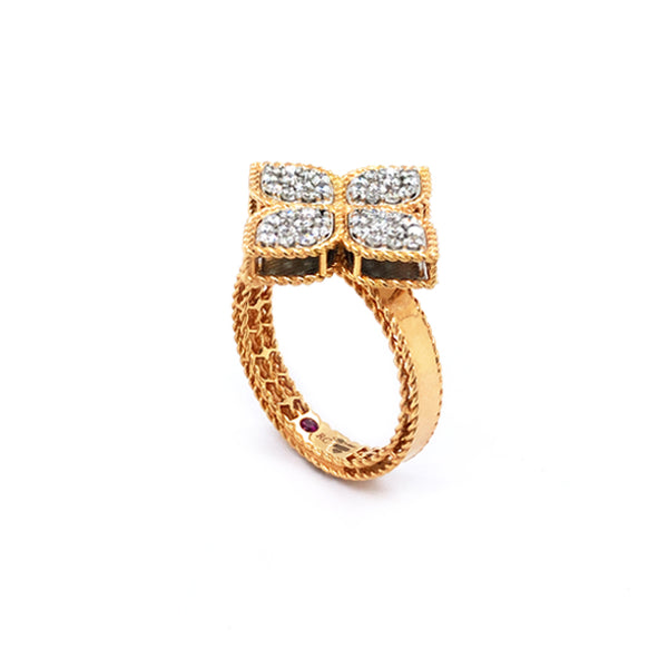 ROBERTO COIN 'PRINCESS FLOWER' 18CT ROSE GOLD AND WHITE GOLD DIAMOND RING (Image 3)
