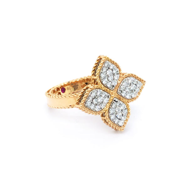 ROBERTO COIN 'PRINCESS FLOWER' 18CT ROSE GOLD AND WHITE GOLD DIAMOND RING (Image 2)