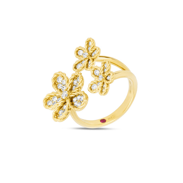 ROBERTO COIN JASMINE 18CT YELLOW GOLD DIAMOND RING (Image 1)