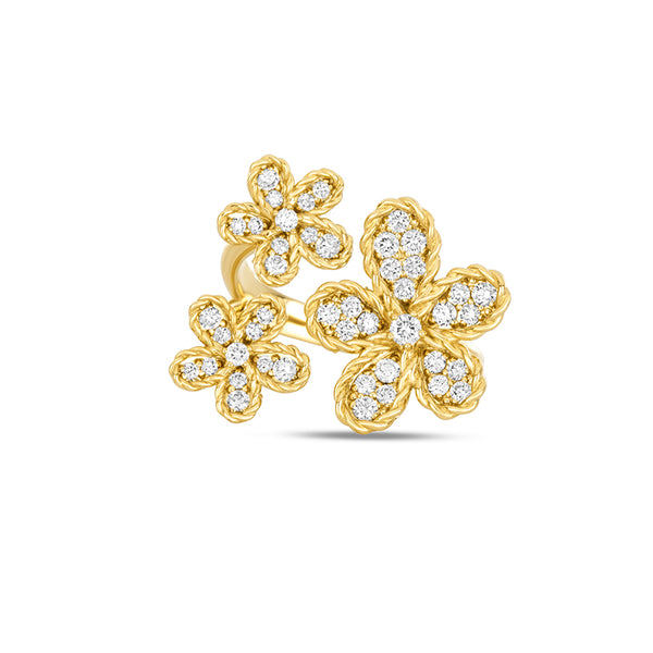 ROBERTO COIN JASMINE 18CT YELLOW GOLD DIAMOND RING (Image 3)