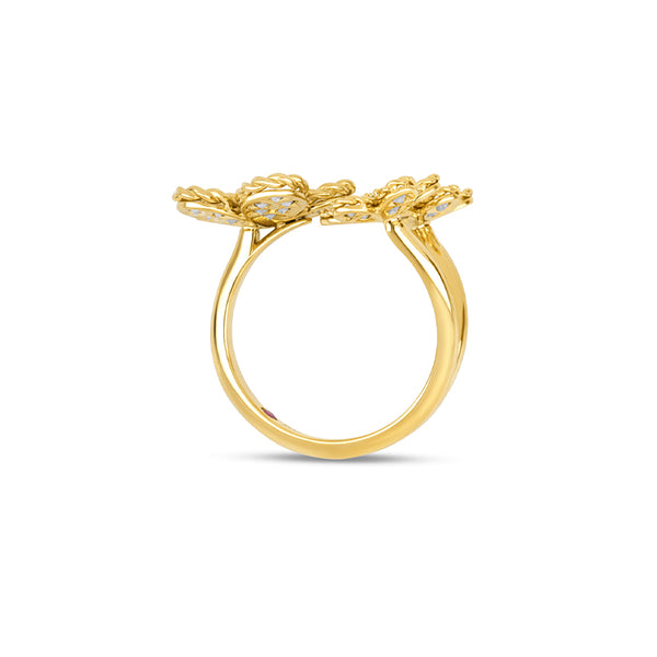 ROBERTO COIN JASMINE 18CT YELLOW GOLD DIAMOND RING (Image 2)