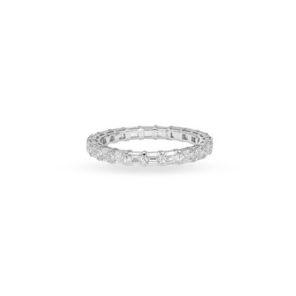 DEMEGLIO ETERNITY 18CT WHITE GOLD AND EMERALD CUT DIAMOND RING (Image 1)