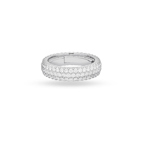 DEMEGLIO 18CT WHITE GOLD AND PAVE SET THREE ROW DIAMOND RING (Image 1)