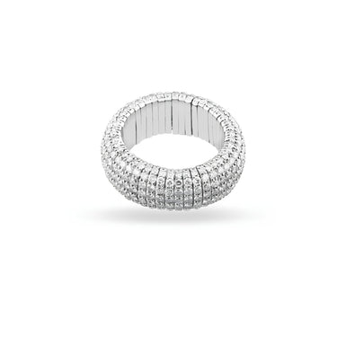 DEMEGLIO 'GIOTTO 4' 18CT WHITE GOLD AND DIAMOND STRETCH RING