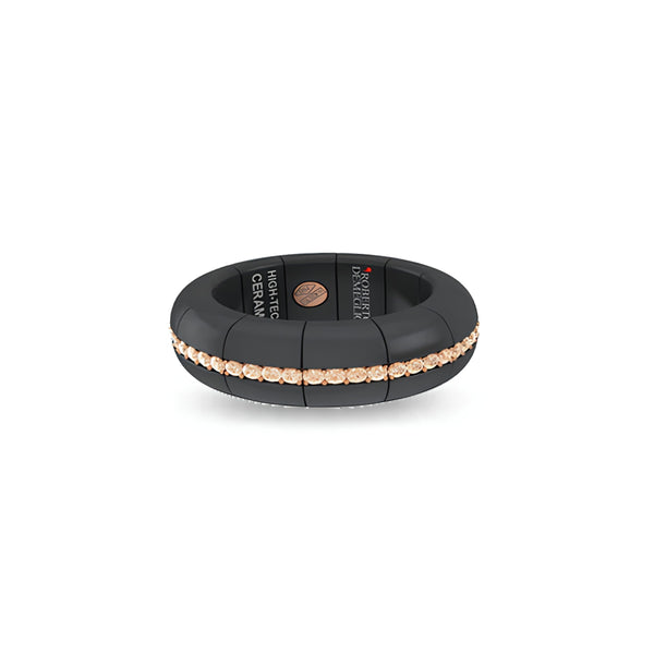 DEMEGLIO PURA ROSE GOLD AND BROWN DIAMOND, MATTE BLACK CERAMIC RING (Image 1)
