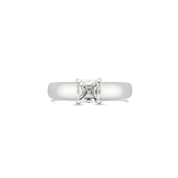 PLATINUM 0.76CT 'ASSCHER CUT' DIAMOND ENGAGEMENT RING (Image 1)