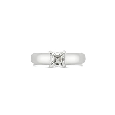 PLATINUM 0.76CT 'ASSCHER CUT' DIAMOND ENGAGEMENT RING