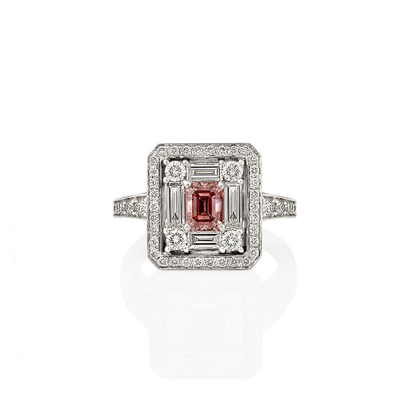 18CT WHITE GOLD 0.88CT 4PR ARGYLE PINK DIAMOND AND WHITE DIAMOND RING (Image 1)