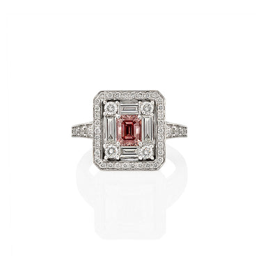 18CT WHITE GOLD 0.88CT 4PR ARGYLE PINK DIAMOND AND WHITE DIAMOND RING