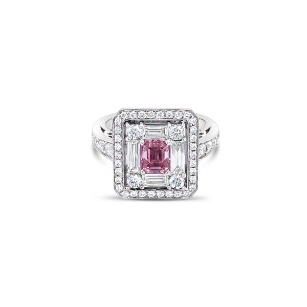18CT WHITE GOLD 0.88CT 4PR ARGYLE PINK DIAMOND AND WHITE DIAMOND RING (Image 1)