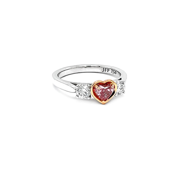 18CT WHITE AND ROSE GOLD HEART SHAPED ARGYLE PINK DIAMOND AND WHITE DIAMOND RING (Image 2)