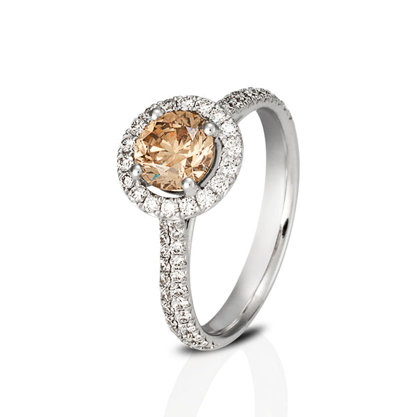 18CT WHITE GOLD 0.91CT KIMBERLY CHAMPAGNE DIAMOND RING (Image 3)