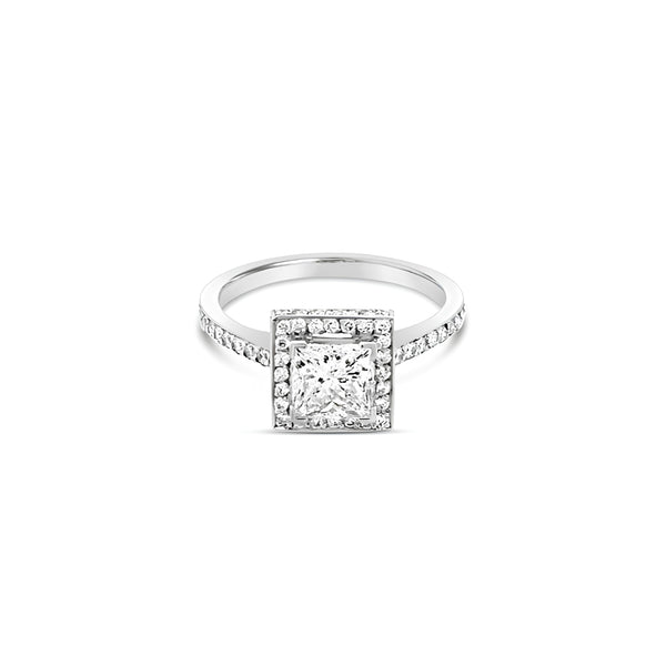 PLATINUM 'CLAW SET GRACE' PRINCESS CUT DIAMOND RING (Image 1)