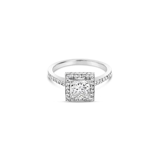 PLATINUM 'CLAW SET GRACE' PRINCESS CUT DIAMOND RING (Image 1)