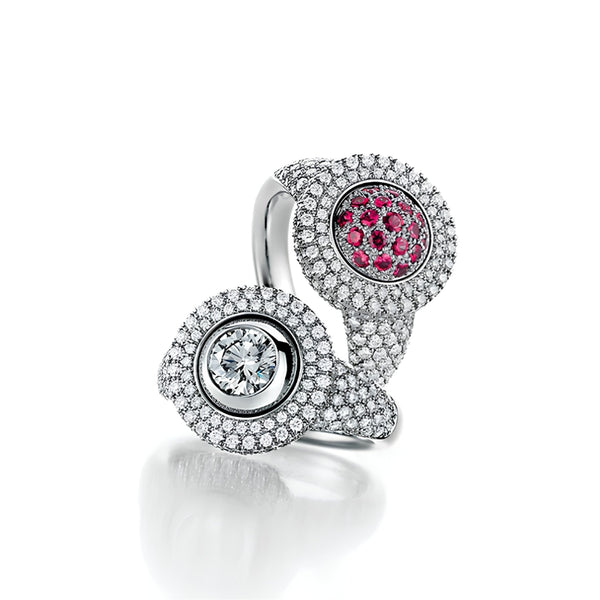 JORG HEINZ E-MOTION WHITE GOLD DIAMOND AND PINK SAPPHIRE RING (Image 1)