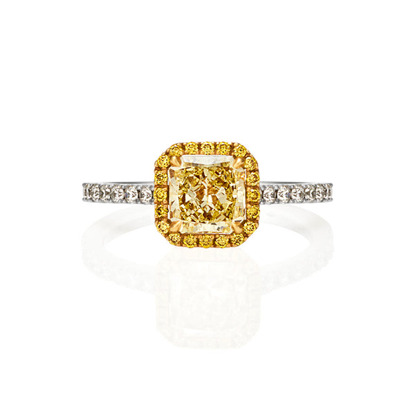 PLATINUM & 18CT YELLOW GOLD 1.04CT YELLOW DIAMOND RING (Image 1)