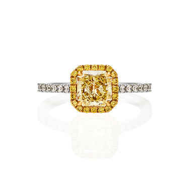 PLATINUM & 18CT YELLOW GOLD 1.04CT YELLOW DIAMOND RING