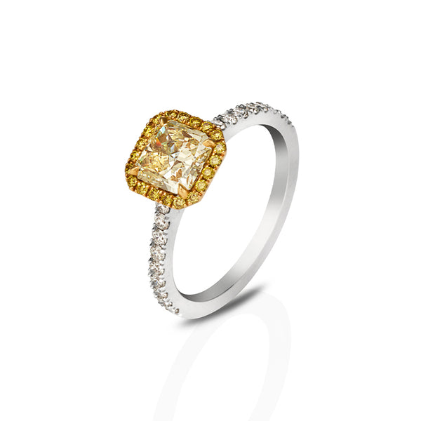 PLATINUM & 18CT YELLOW GOLD 1.04CT YELLOW DIAMOND RING (Image 2)