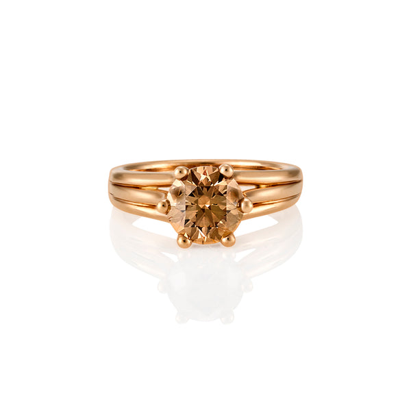 18CT ROSE GOLD 2.03CT COGNAC DIAMOND RING (Image 1)