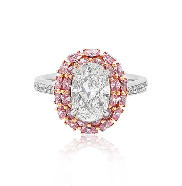 1.71CT ARGYLE PINK DIAMOND OVAL SHAPED HALO RING (Image 1)