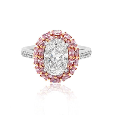1.71CT ARGYLE PINK DIAMOND OVAL SHAPED HALO RING
