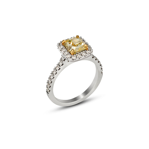 18CT YELLOW GOLD AND 18CT WHITE GOLD 1.69CT FANCY YELLOW DIAMOND AND WHITE DIAMOND RING (Image 2)
