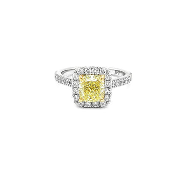18CT YELLOW GOLD AND 18CT WHITE GOLD 1.69CT FANCY YELLOW DIAMOND AND WHITE DIAMOND RING