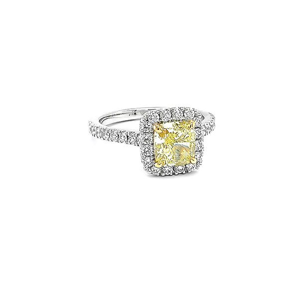 18CT YELLOW GOLD AND 18CT WHITE GOLD 1.69CT FANCY YELLOW DIAMOND AND WHITE DIAMOND RING (Image 2)