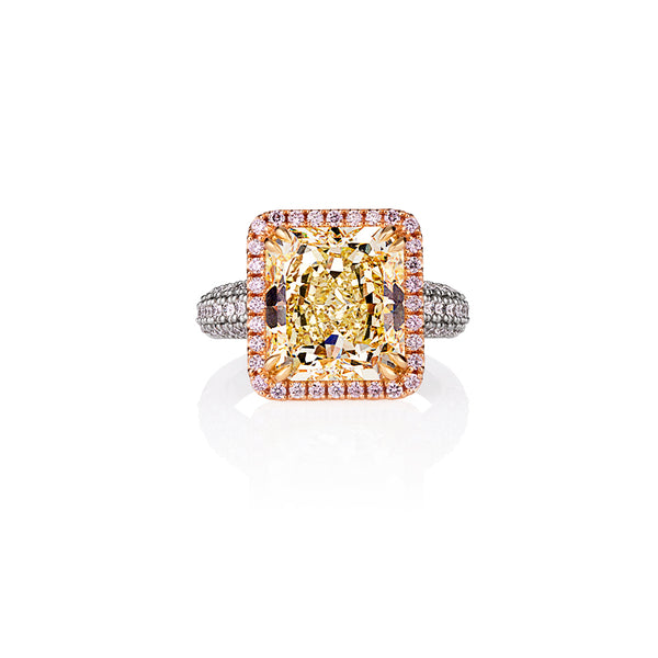 6.90CT FANCY YELLOW DIAMOND, WHITE DIAMOND AND ARGYLE PINK DIAMOND RING (Image 1)