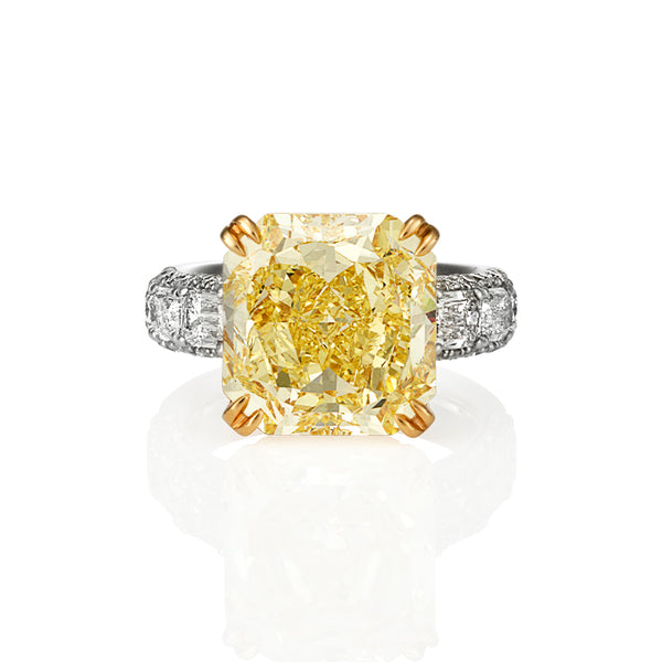 PLATINUM, 18CT YELLOW GOLD & ROSE GOLD 10.08CT YELLOW DIAMOND RING (Image 1)