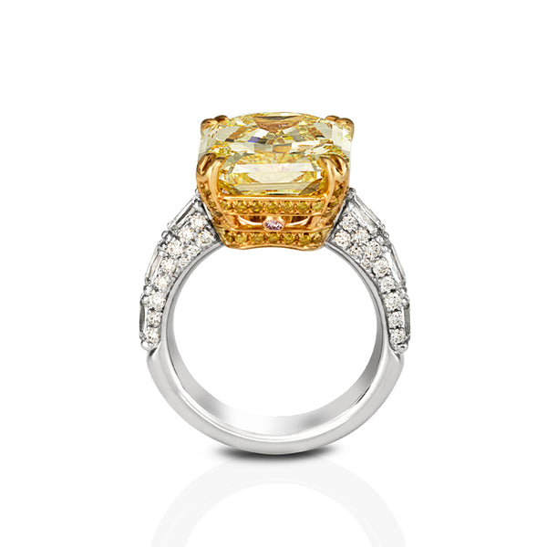 PLATINUM, 18CT YELLOW GOLD & ROSE GOLD 10.08CT YELLOW DIAMOND RING (Image 3)