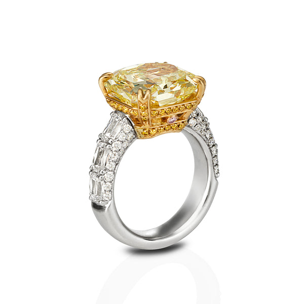 PLATINUM, 18CT YELLOW GOLD & ROSE GOLD 10.08CT YELLOW DIAMOND RING (Image 4)