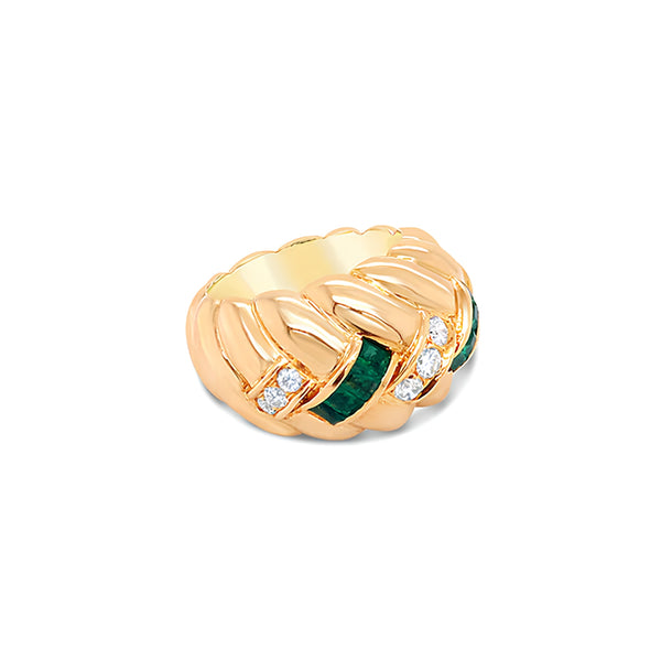 18CT YELLOW GOLD EMERALD AND DIAMOND DRESS RING (Image 3)
