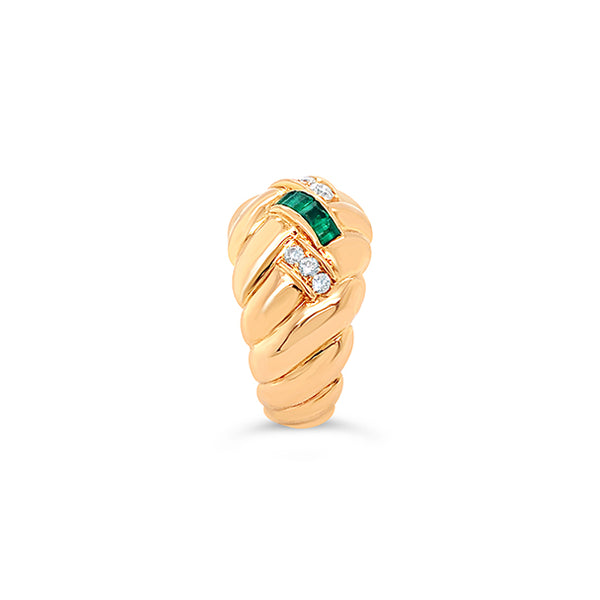 18CT YELLOW GOLD EMERALD AND DIAMOND DRESS RING (Image 3)