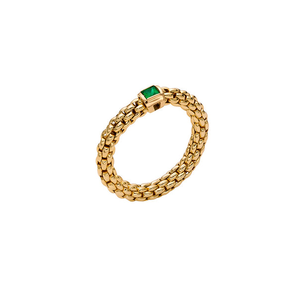 FOPE 'SOULS' 18CT YELLOW GOLD EMERALD MEDIUM RING (Image 1)