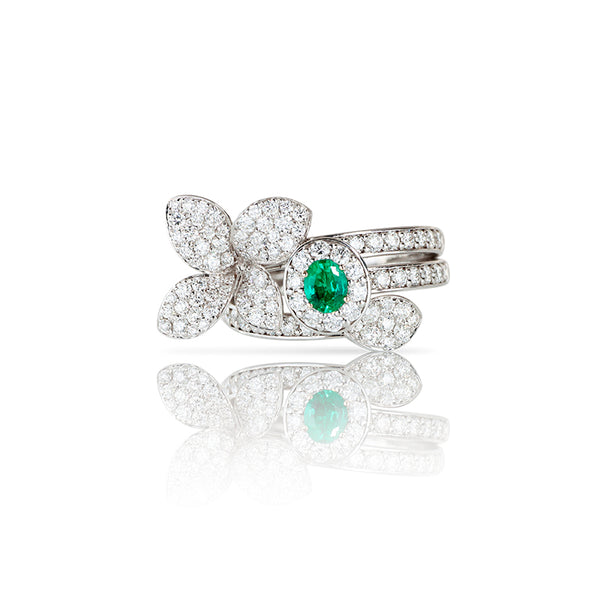 PASQUALE BRUNI 'HEART TO EARTH' 18CT WHITE GOLD EMERALD AND DIAMOND RING (Image 1)