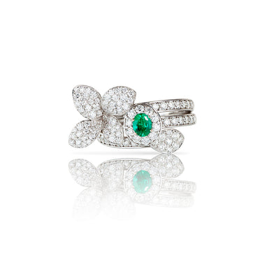 PASQUALE BRUNI 'HEART TO EARTH' 18CT WHITE GOLD EMERALD AND DIAMOND RING