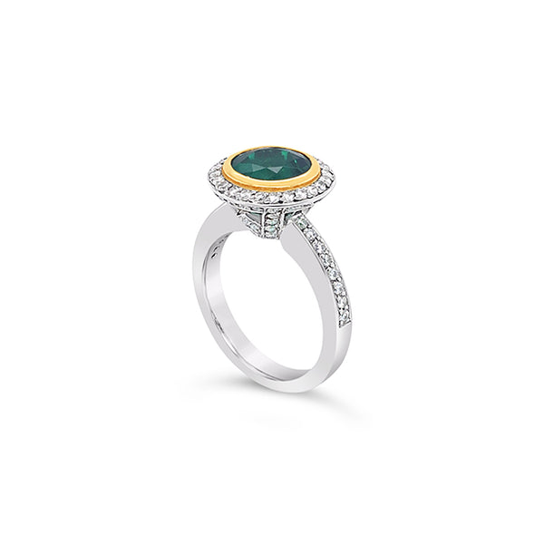 PLATINUM AND 18CT YELLOW GOLD EMERALD AND DIAMOND 'GRACE' RING (Image 2)