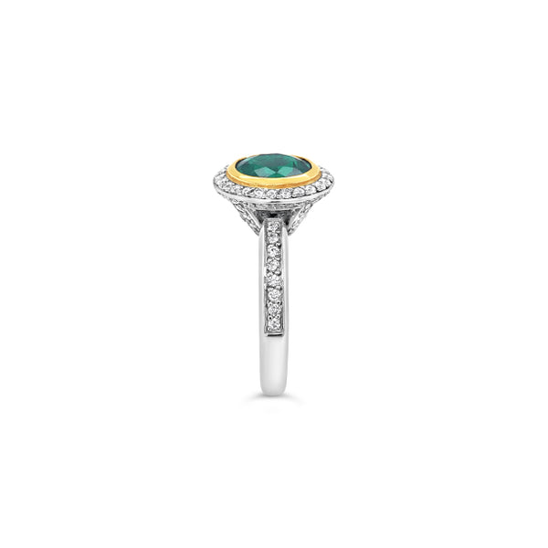 PLATINUM AND 18CT YELLOW GOLD EMERALD AND DIAMOND 'GRACE' RING (Image 4)