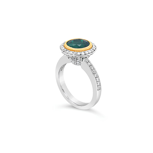 PLATINUM AND 18CT YELLOW GOLD EMERALD AND DIAMOND 'GRACE' RING (Image 2)