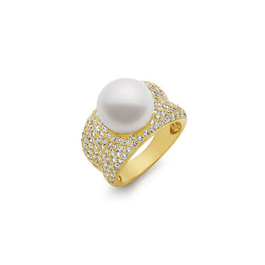 KAILIS 'ADORED' 18CT YELLOW GOLD AUSTRALIAN SOUTH SEA PEARL AND DIAMOND RING