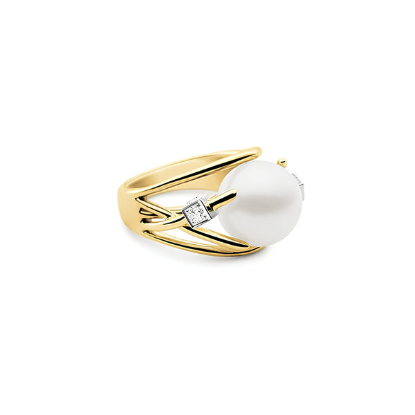 KAILIS 'ORBIT' 18CT YELLOW GOLD SOUTH SEA PEARL AND DIAMOND RING (Image 1)