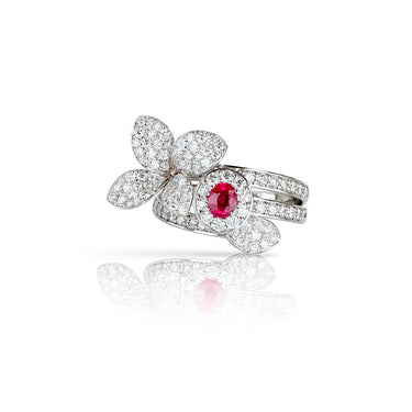 PASQUALE BRUNI 'HEART TO EARTH' 18CT WHITE GOLD RUBY AND DIAMOND RING