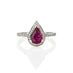 18CT WHITE GOLD PEAR SHAPE RUBY AND DIAMOND HALO RING (Thumbnail 1)
