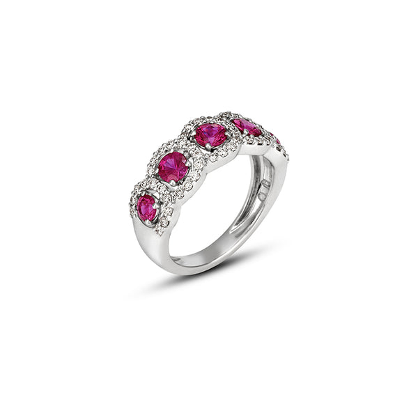 NEW ITALIAN ART 18CT WHITE GOLD BURMESE RUBY AND DIAMOND DRESS RING (Image 2)