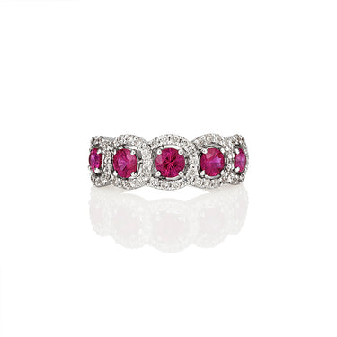 NEW ITALIAN ART 18CT WHITE GOLD BURMESE RUBY AND DIAMOND DRESS RING