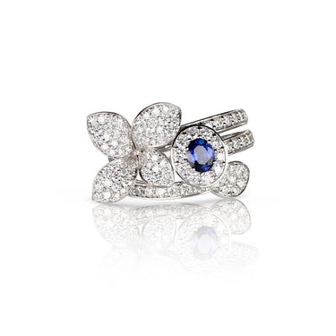PASQUALE BRUNI 'HEART TO EARTH' 18CT WHITE GOLD SAPPHIRE AND DIAMOND RING
