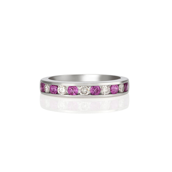 PLATINUM PINK SAPPHIRE AND WHITE DIAMOND BAND (Image 1)