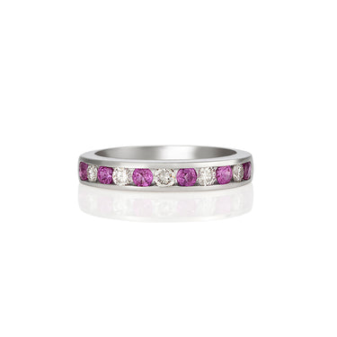 PLATINUM PINK SAPPHIRE AND WHITE DIAMOND BAND
