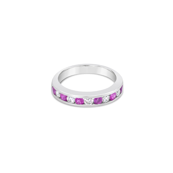PLATINUM PINK SAPPHIRE AND WHITE DIAMOND BAND (Image 1)